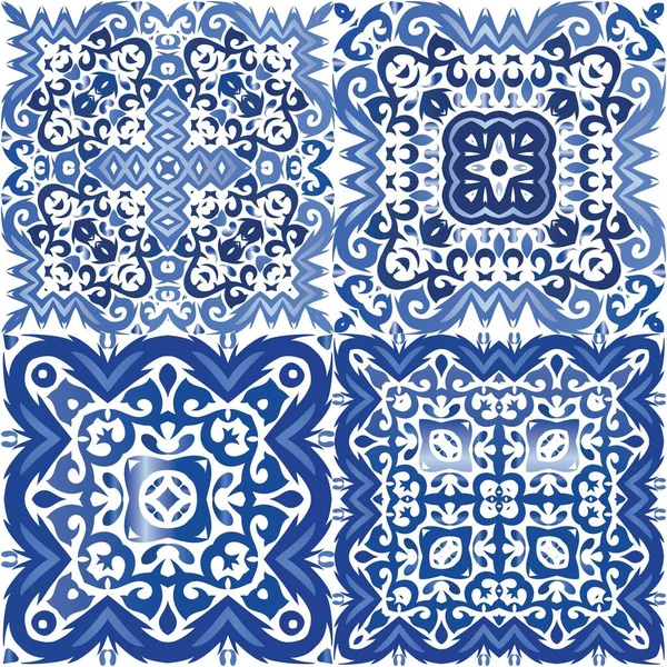 Carrelage Céramique Ethnique Azulejo Portugais Modèle Motif Vectoriel Sans Couture — Image vectorielle