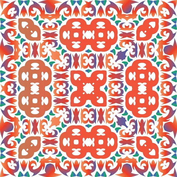 Azulejos Decorativos Cerámica Color Talavera Ilustración Patrón Sin Costura Vectorial — Vector de stock