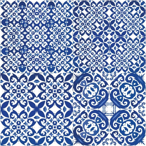 Carrelage Azulejo Antique Patchworks Design Coloré Kit Motifs Vectoriels Sans — Image vectorielle