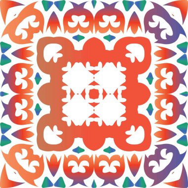 Geleneksel süslü Meksika Talavera 'sı. Geometrik tasarım. Vektörsüz desenli çardak. Web arkaplanı, baskı, yastıklar, yüzey dokusu, duvar kağıdı, havlular için kırmızı soyut arkaplan.