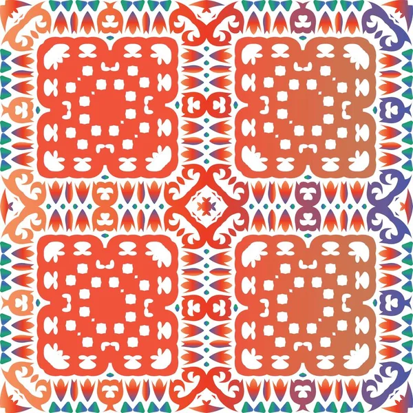 Antique Ornate Tiles Talavera Mexico Universal Design Vector Seamless Pattern — Stock Vector