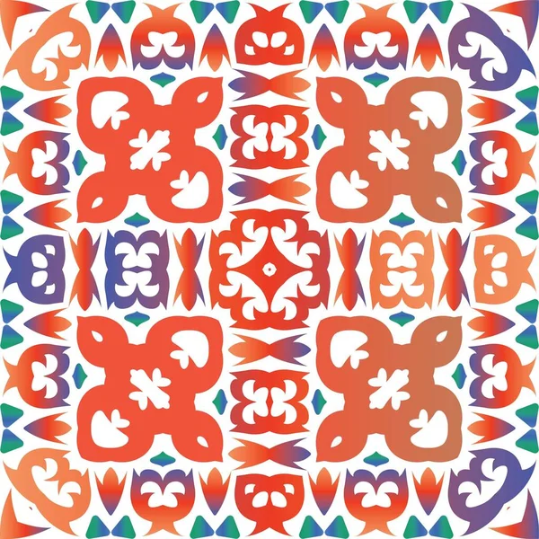 Antike Mexikanische Talavera Keramik Vektornahtloses Muster Poster Farbiges Design Rotes — Stockvektor