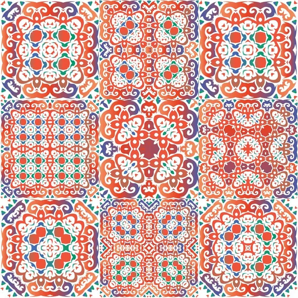 Mexican Vintage Talavera Tiles Collection Vector Seamless Patterns Minimal Design — Stock Vector