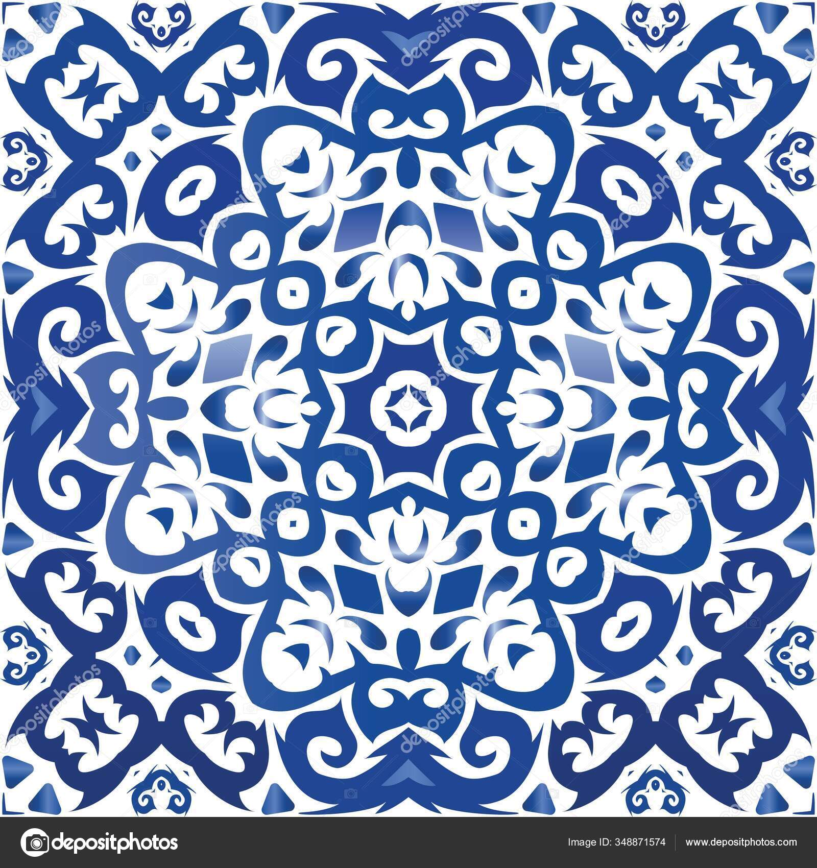 Azulejos Portugueses Vintage Azulejo Diseño Del Baño Patrón Sin Costura