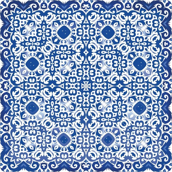 Tambal Ubin Azulejo Antik Pola Vektor Mulus Arabesque Desain Modern - Stok Vektor