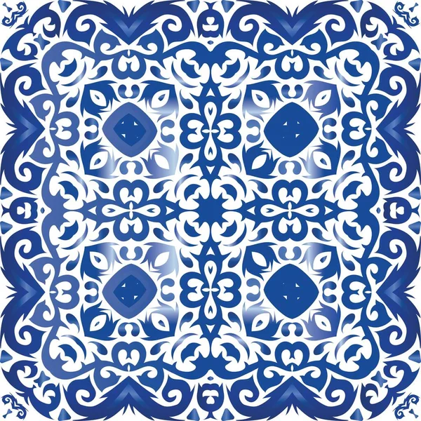 Ornamental Azulejo Dekorasi Ubin Portugal Konsep Pola Vektor Mulus Desain - Stok Vektor