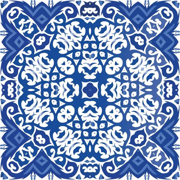 Tradiční Ozdobné Portugalské Azulejo Vektorový Bezproblémový Plakát Ručně Kreslený Design — Stockový vektor