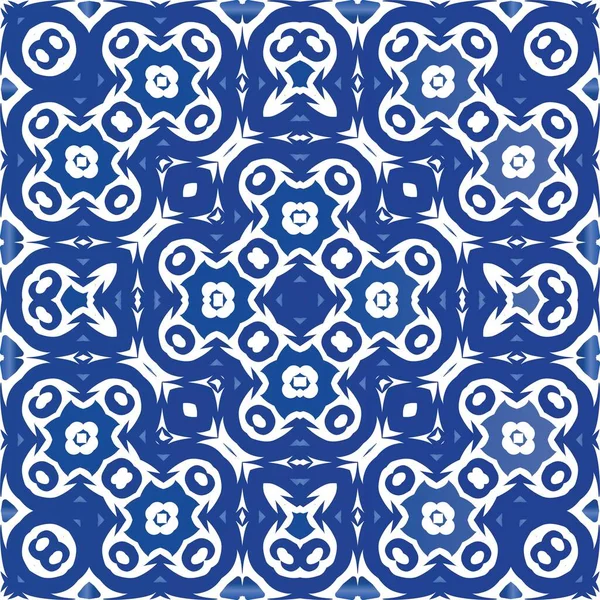 Portugaise Ornementale Azulejo Céramique Concept Motif Vectoriel Sans Couture Conception — Image vectorielle