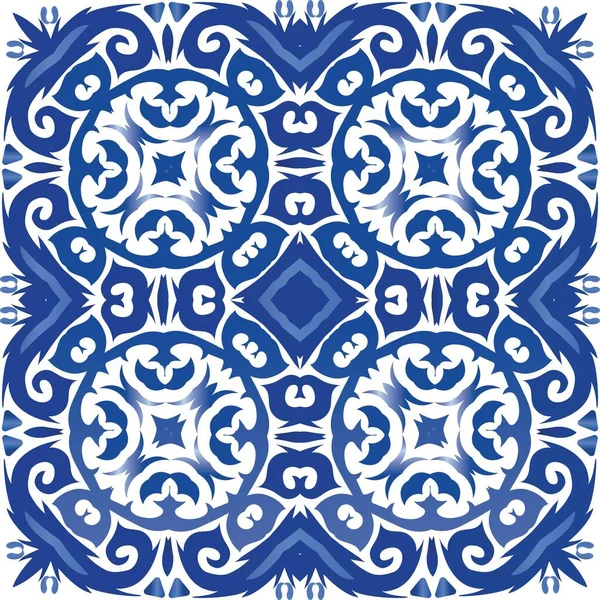 Ornamental Azulejo Dekorasi Ubin Portugal Desain Dapur Ilustrasi Pola Vektor - Stok Vektor