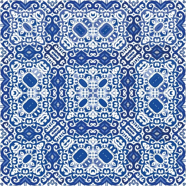 Antieke Azulejo Tegels Lappendeken Vector Naadloos Patroon Concept Handgetekend Ontwerp — Stockvector