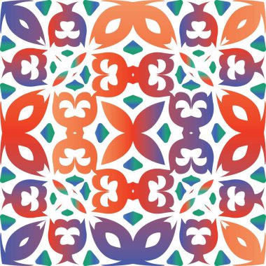 Antika talavera kiremit yama işi. Orijinal tasarım Vektörsüz suluboya desenli. Çantalar, akıllı telefon kılıfları, tişörtler, çarşaflar ve koleksiyon defterleri için kırmızı Meksika süslemeleri..