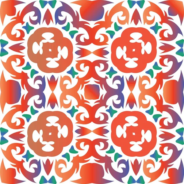 墨西哥古老的塔拉维拉瓷砖 向量无缝模式阿拉伯式 现代设计 用于枕头 印刷品 网状背景 表面纹理的红色古色古香背景 — 图库矢量图片
