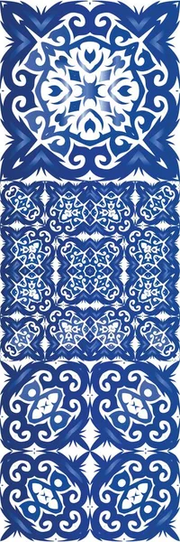 Cerámica Azulejo Portuguesa Antigua Elementos Patrón Sin Costura Vectorial Diseño — Vector de stock