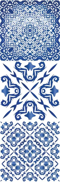Portugese Sierlijke Azulejo Keramiek Vector Naadloze Patroon Aquarel Origineel Ontwerp — Stockvector