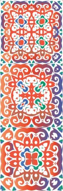 Antik süslü fayanslar Talavera Mexico. Mutfak tasarımı. Vektör aralıksız desenler. Tişört, hatıra defteri, çarşaf, akıllı telefon çantaları veya çantalar için kırmızı etnik altyapı.