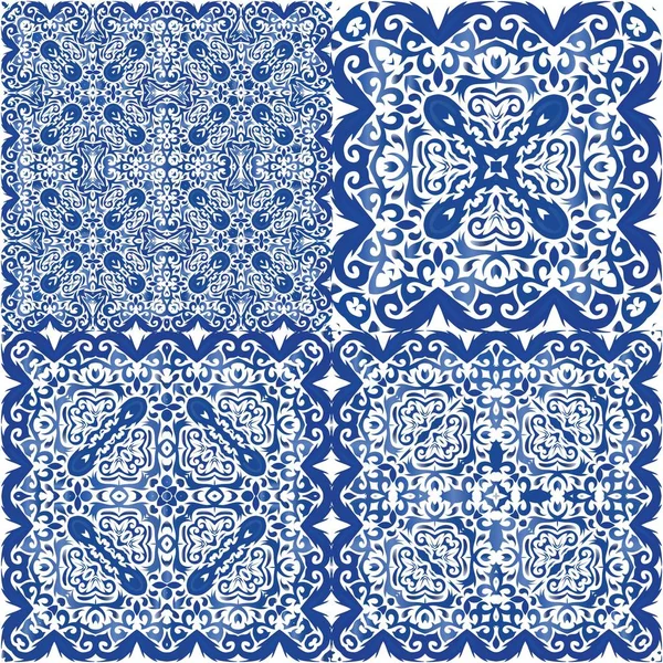 Azulejo Decorativo Azulejos Portugal Decoração Projeto Cozinha Padrão Sem Costura — Vetor de Stock