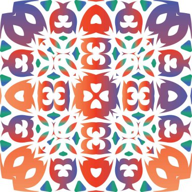 Meksika süslemeli talavera seramiği. Şık tasarım. Vektör pürüzsüz desen teması. Duvar kağıdı, web arkaplanı, havlular, baskı, yüzey dokusu, yastıklar için kırmızı vintage arkaplan.