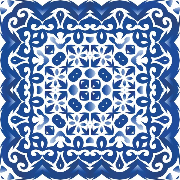 Etnické Keramické Dlaždice Portugalském Azulejo Moderní Design Vektorový Vzor Arabesque — Stockový vektor