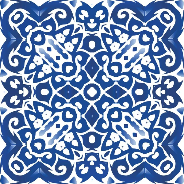 Seramik Fayanslar Azulejo Portugal Geometrik Tasarım Vektörsüz Desenli Elementler Tişört — Stok Vektör
