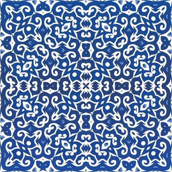 Керамическая Плитка Azulejo Португальский Ванная Комната Дизайн Векторные Бесшовные Элементы — стоковый вектор