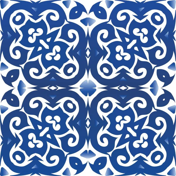 Traditional Ornate Portuguese Azulejo Vector Seamless Pattern Template Stylish Design — Stock Vector