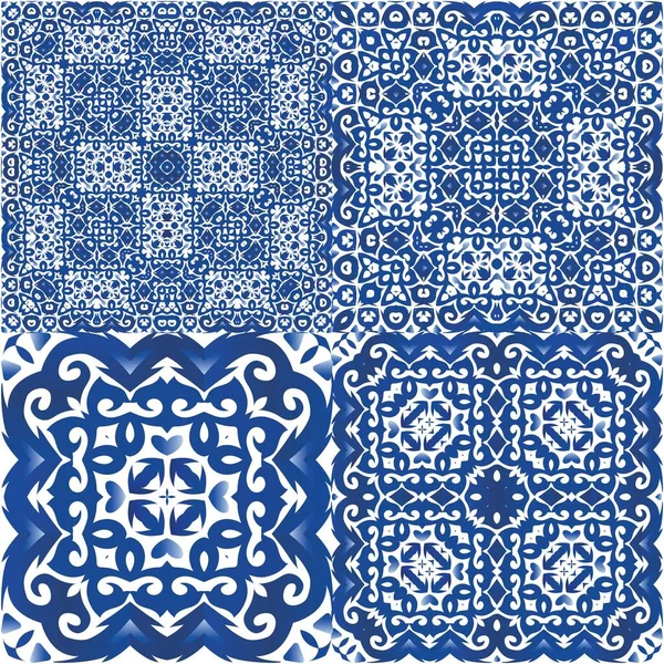 Azulejo Antiguo Azulejos Patchworks Colección Patrones Sin Costura Vectores Diseño — Vector de stock