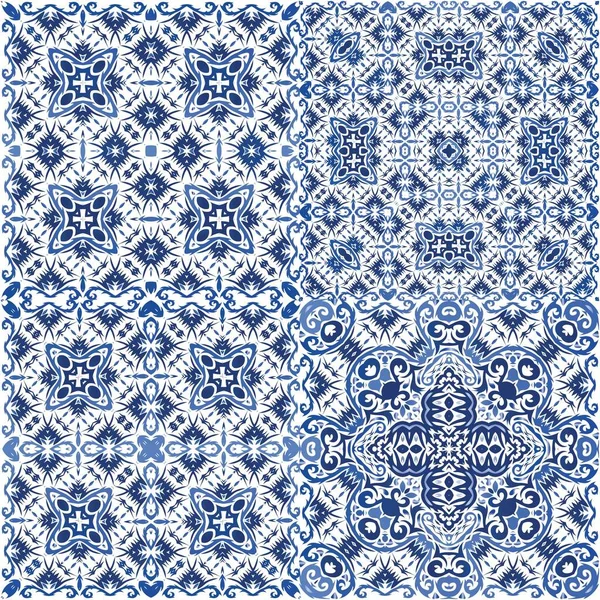 Decoración Azulejo Portugal Azulejos Ornamentales Diseño Universal Cartel Patrón Sin — Vector de stock