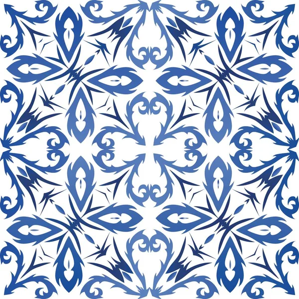 Керамическая Плитка Azulejo Португальский Векторная Бесшовная Рамка Ванная Комната Дизайн — стоковый вектор