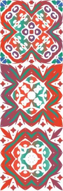 Geleneksel süslü Meksika Talavera 'sı. Evrensel tasarım. Vektörsüz desenlerin toplanması. Ağ arkaplanı, baskı, yastıklar, yüzey dokusu, duvar kağıdı, havlular için kırmızı soyut arkaplan.