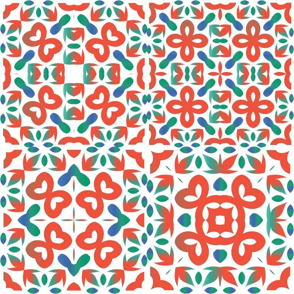 Mexican Vintage Talavera Tiles Original Design Kit Vector Seamless Patterns — Stock Vector