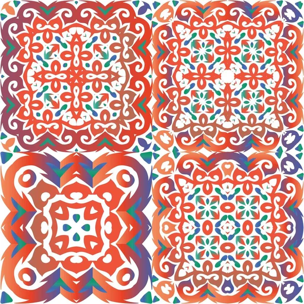 Telhas Decorativas Cerâmica Talavera Cor Desenho Desenhado Mão Conjunto Padrões — Vetor de Stock