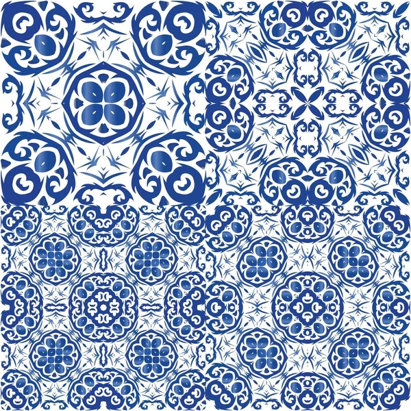 Ornamentalne Azulejo Portugalskie Płytki Wystrój Wektorowy Bezszwowy Wzór Trelli Modny — Wektor stockowy