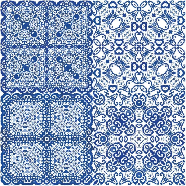 Azulejo Azulejo Antiguo Mosaico Tema Patrón Sin Costura Vectorial Diseño — Archivo Imágenes Vectoriales