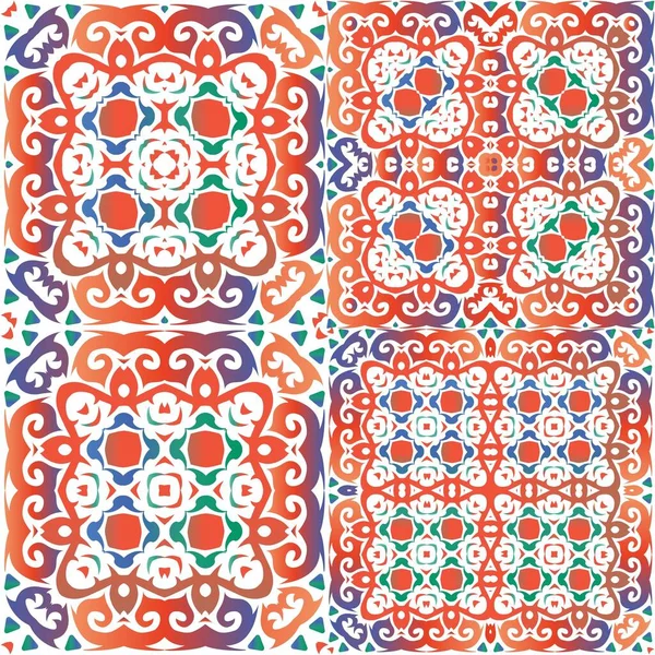 Decoración Decorativa Azulejos Talavera Mexicana Colección Patrones Sin Costura Vectores — Vector de stock