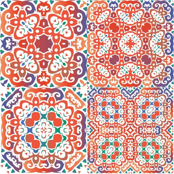 Colore Decorativo Piastrelle Talavera Ceramica Raccolta Modelli Vettoriali Senza Soluzione — Vettoriale Stock