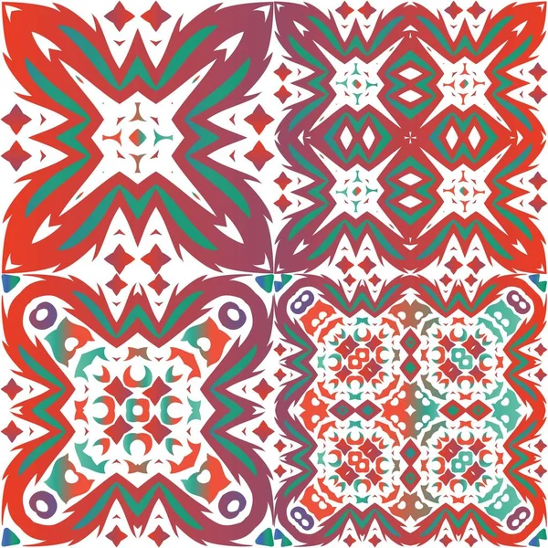Dekorative Farbe Keramik Talavera Fliesen Stilvolles Design Sammlung Vektornahtloser Muster — Stockvektor