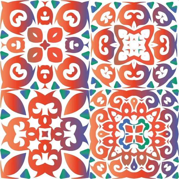 Antiguidades Azulejos Ornamentados Talavera Mexico Coleção Padrões Sem Emenda Vetorial — Vetor de Stock