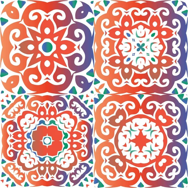 Antiguidades Azulejos Ornamentados Talavera Mexico Design Original Conjunto Padrões Sem — Vetor de Stock
