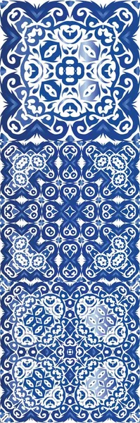 Этническая Керамическая Плитка Португалии Оригинальный Дизайн Векторный Бесшовный Рисунок Акварели — стоковый вектор