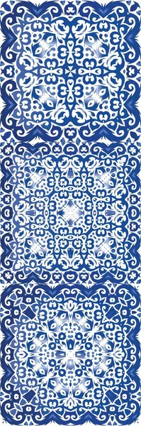 Португальский Декоративный Azulejo Керамики Векторная Бесшовная Рамка Минимальный Дизайн Винтажный — стоковый вектор