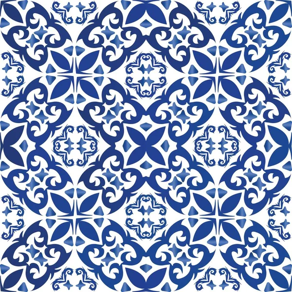 Carrelage Azulejo Antique Patchwork Texture Vectorielle Sans Couture Design Original — Image vectorielle