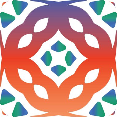 Meksika Talavera 'sında etnik seramik fayans. Renkli tasarım. Vektörsüz desenli poster. Yüzey dokusu, havlu, yastık, duvar kağıdı, baskı, web arkaplanı için kırmızı vintage süsleme.