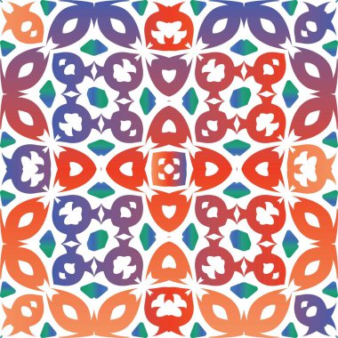 Meksika Talavera 'sında etnik seramik fayans. Geometrik tasarım. Vektörsüz desenli poster. Yüzey dokusu, havlu, yastık, duvar kağıdı, baskı, web arkaplanı için kırmızı vintage süsleme.