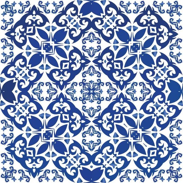 Carrelage Azulejo Antique Patchwork Conception Minimale Texture Vectorielle Sans Couture — Image vectorielle