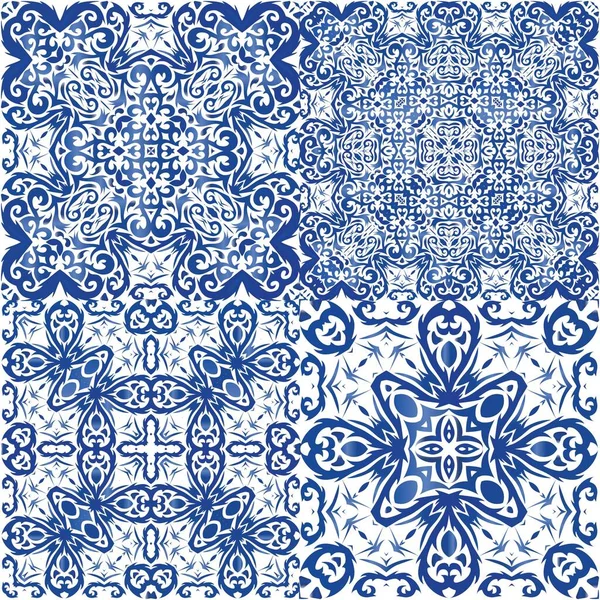Azulejo Decorativo Azulejos Portugal Decoração Design Universal Conjunto Padrões Sem — Vetor de Stock