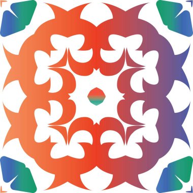 Dekoratif renk talavera fayansları. Minimum tasarım. Vektörsüz şablon çerçevesi. Baskı, web arkaplanı, yüzey dokusu, havlu, yastık, duvar kağıdı için kırmızı halk etnik süsü.