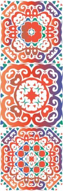 Meksika Talavera 'daki etnik seramik fayanslar. Vektör aralıksız desenler. Minimum tasarım. Yüzey dokusu, havlu, yastık, duvar kağıdı, baskı, web arkaplanı için kırmızı vintage süslemeler.