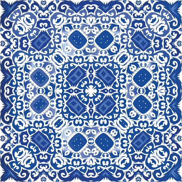 Azulejo Tradicional Portugués Ornamentado Vector Plantilla Patrón Sin Costura Diseño — Archivo Imágenes Vectoriales