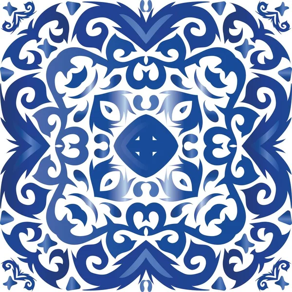Azulejo Tradicional Portugués Ornamentado Diseño Moderno Patrón Enrejado Sin Costura — Vector de stock