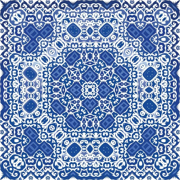 Decoratieve Kleur Keramische Azulejo Tegels Geometrische Vormgeving Vector Naadloze Patroon — Stockvector